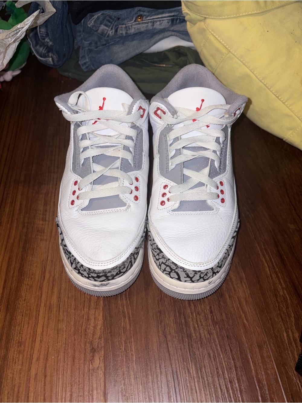 Jordan Kids White Sneakers with Grey and Red Details